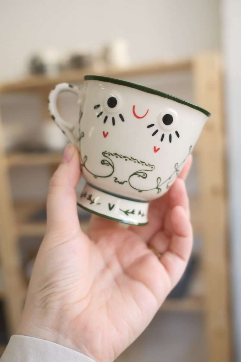 filiżanka vintage zielona