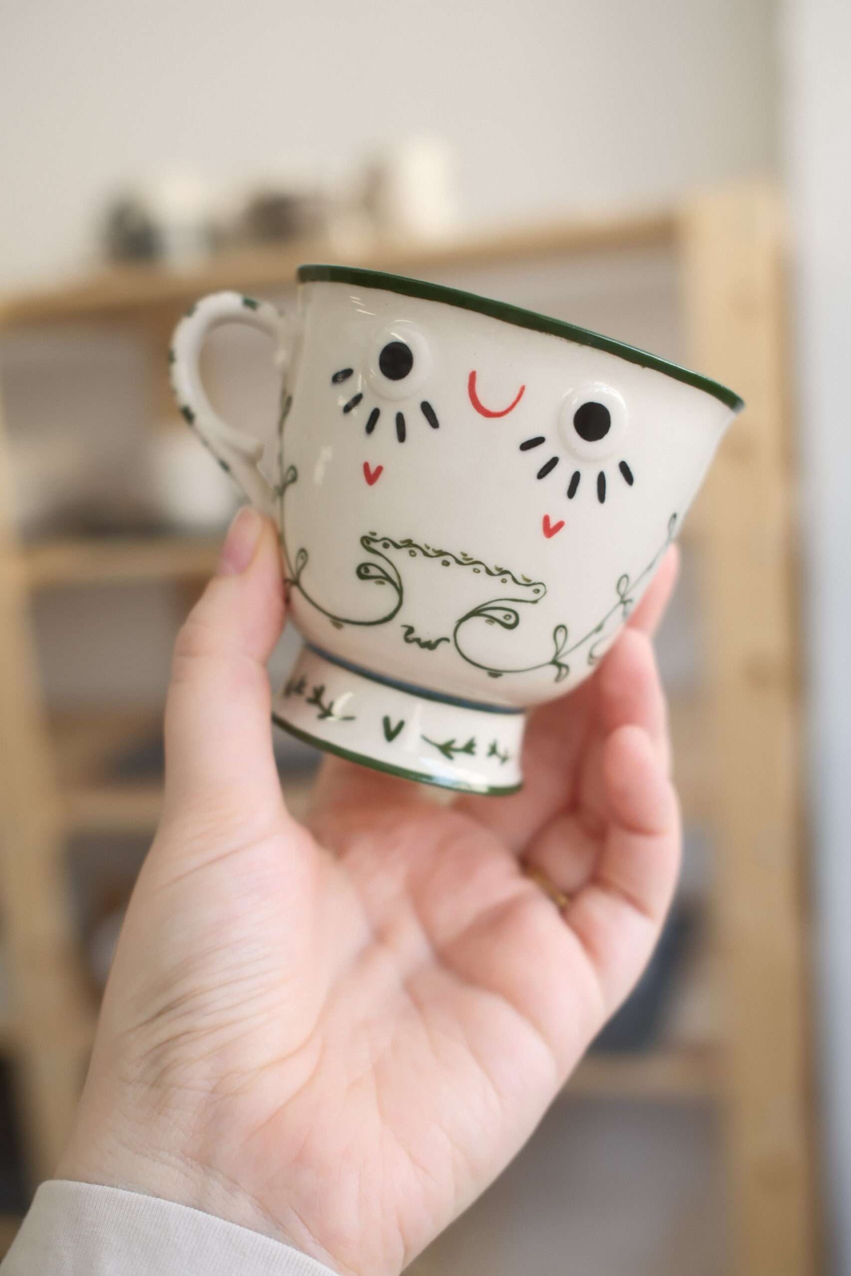 filiżanka vintage zielona